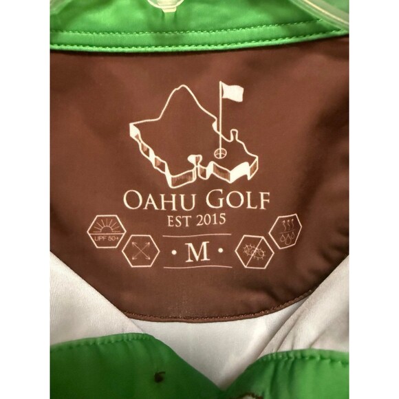 Oahu Golf Apparel OGA Men's Polo Shark Skin Green/Brown Medium - Picture 3 of 5